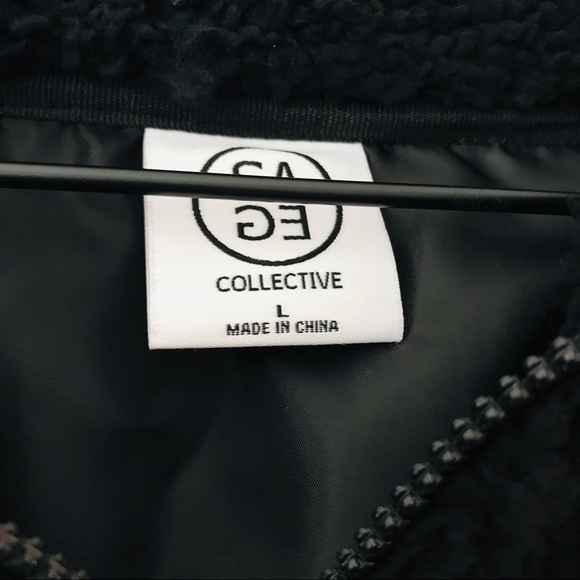 New! SAGE COLLECTIVE Sherpa Teddy Half Zip Pullover Faux Shearling Black Jacket - Picture 7 of 10